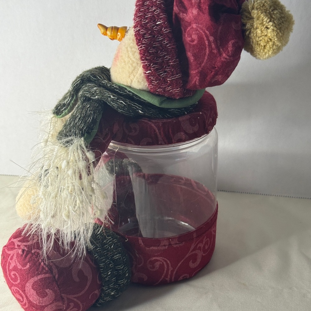 Snowman Candy Jar Christmas Plush Container Red Green Holiday Decor‎ Cute Gift - Picture 2 of 6